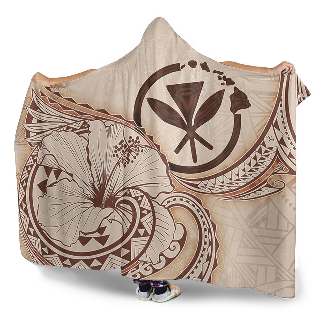 Hawaii Hooded Blanket Hibiscus Flower Vintage Style