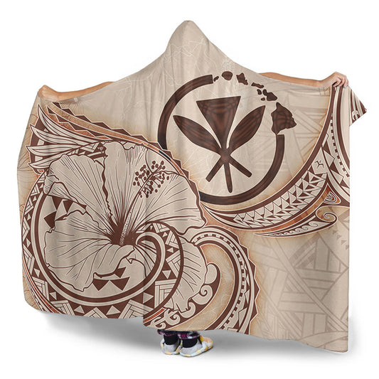 Hawaii Hooded Blanket Hibiscus Flower Vintage Style