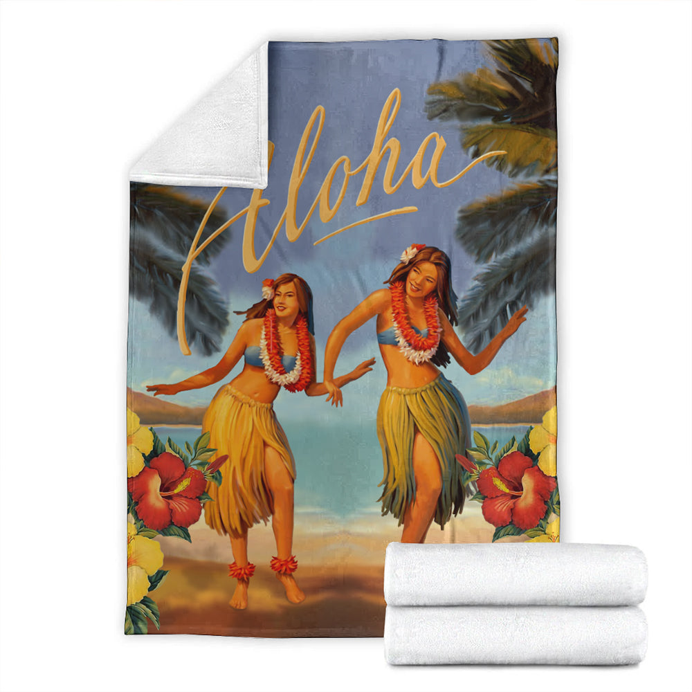 Hawaii Premium Blanket Aloha Hula Dance Hibiscus