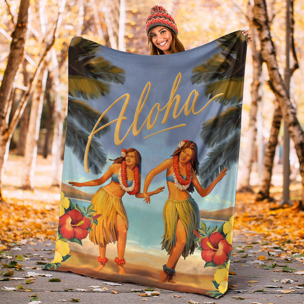 Hawaii Premium Blanket Aloha Hula Dance Hibiscus