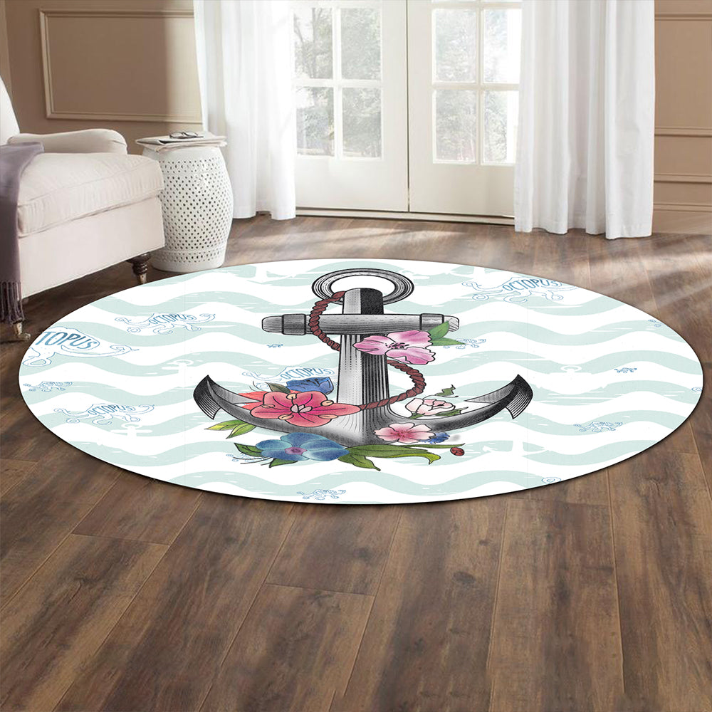 Hawaii Round Rug Anchor Hibiscus