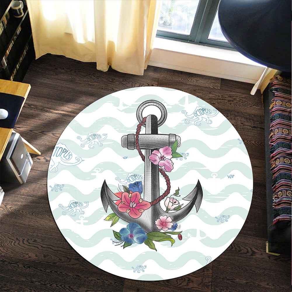 Hawaii Round Rug Anchor Hibiscus