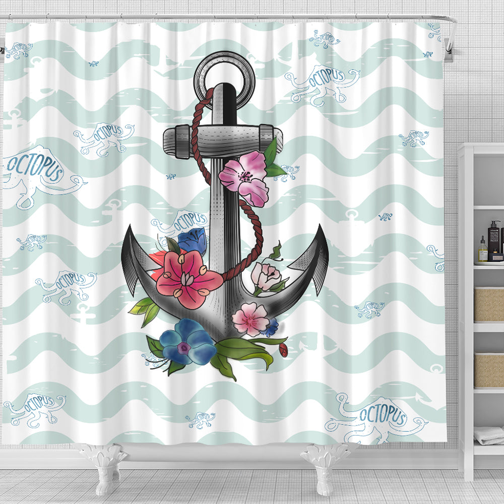 Hawaii Shower Curtain Anchor Hibiscus