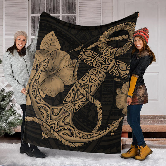 Hawaii Premium Blanket Anchor Poly Tribal Gold
