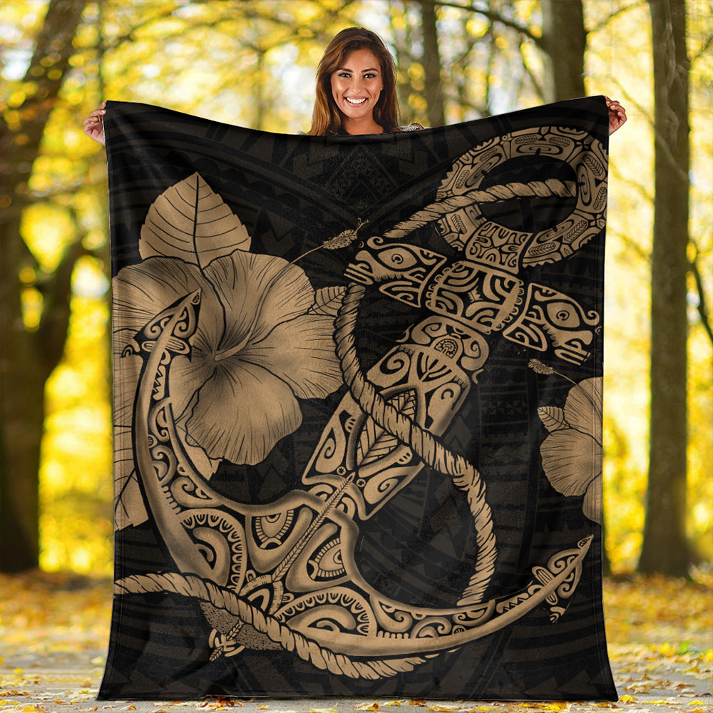 Hawaii Premium Blanket Anchor Poly Tribal Gold