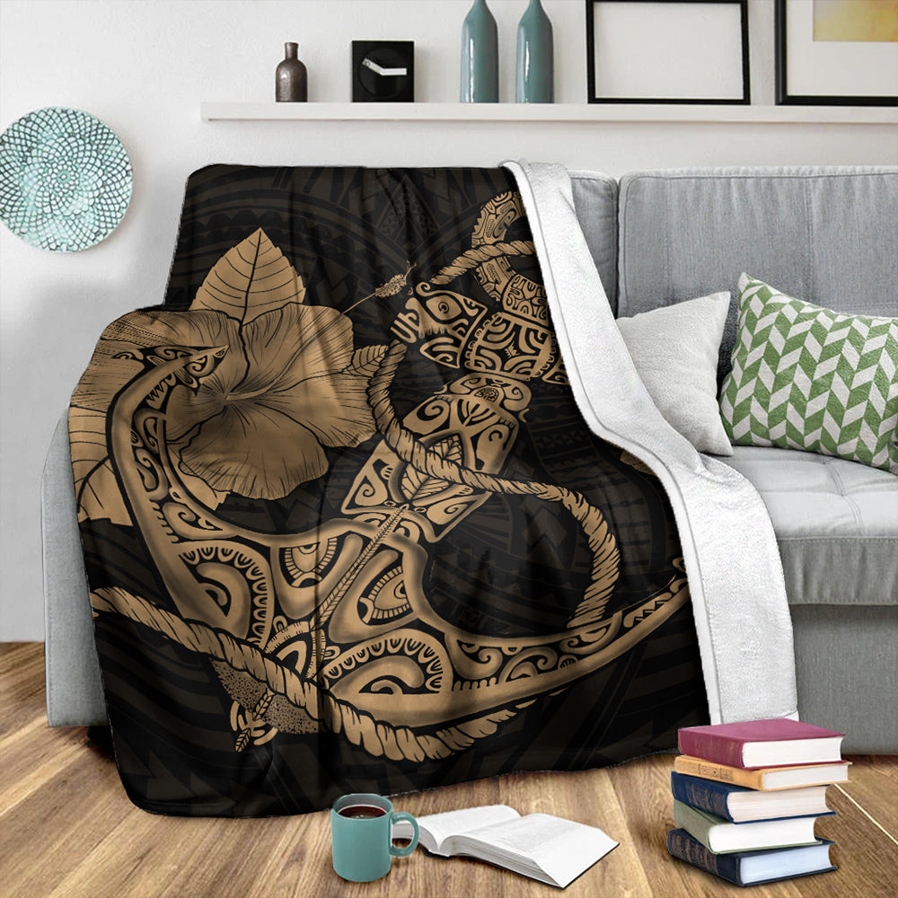 Hawaii Premium Blanket Anchor Poly Tribal Gold