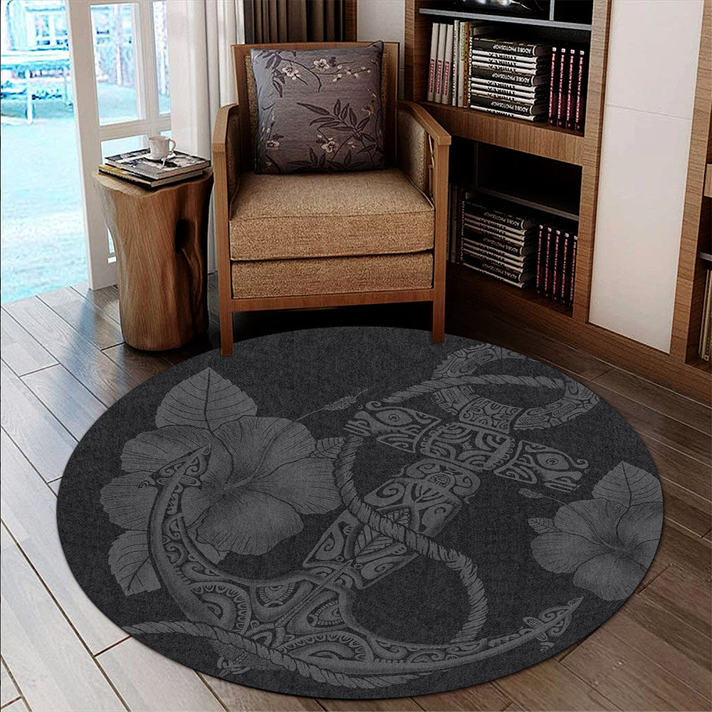 Hawaii Round Rug Anchor Poly Tribal Gray