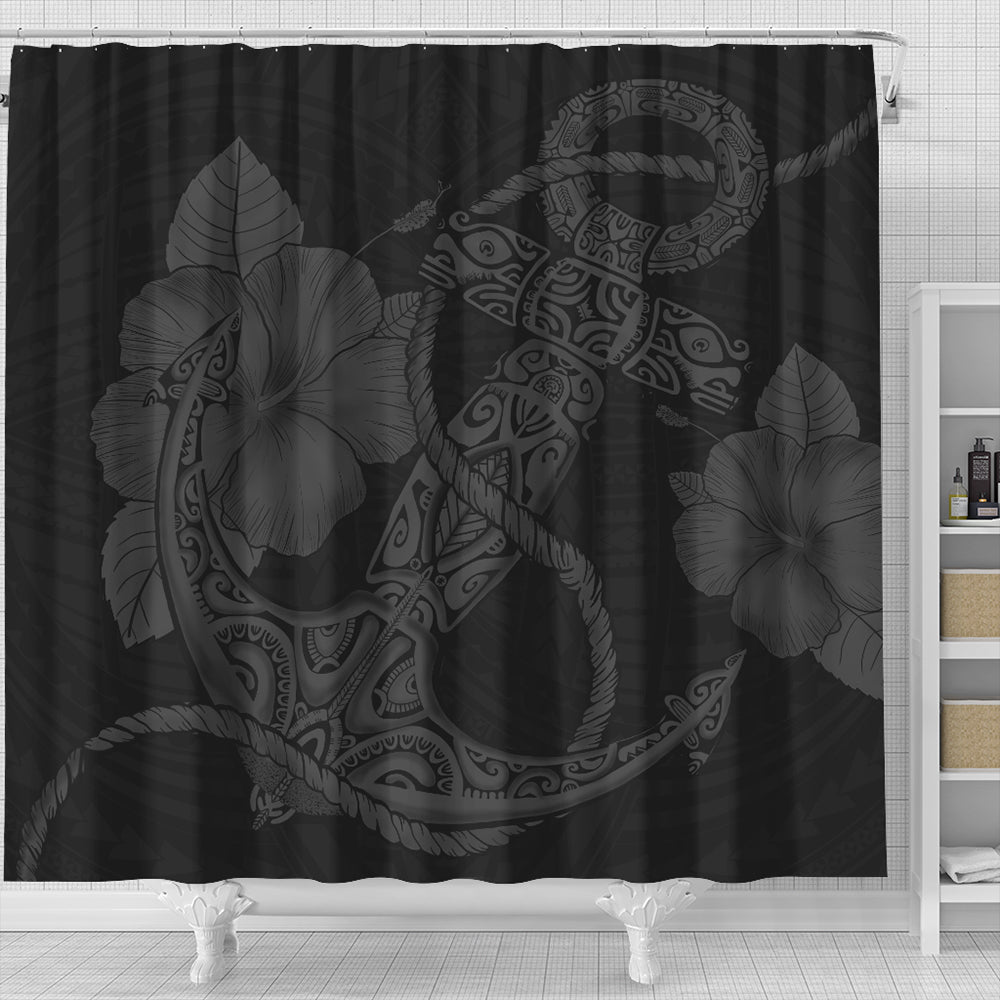 Hawaii Shower Curtain Anchor Poly Tribal Gray