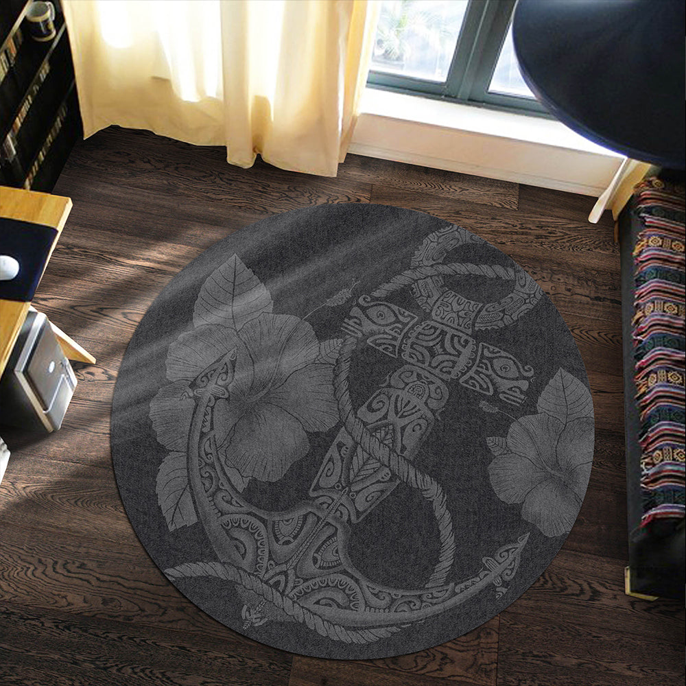 Hawaii Round Rug Anchor Poly Tribal Gray
