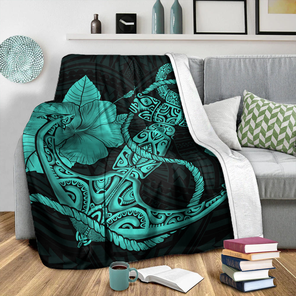 Hawaii Premium Blanket Anchor Poly Tribal Turquoise