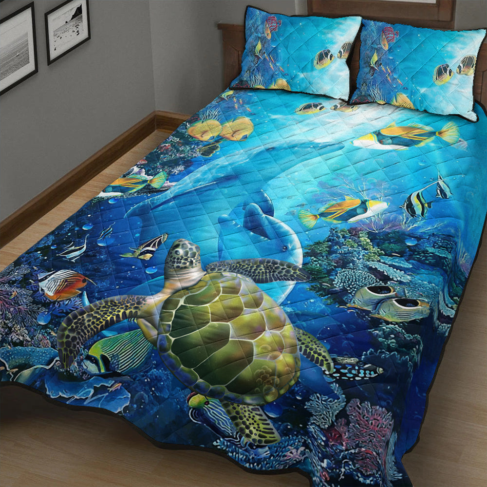 Hawaii Quilt Bed Set Animal Ocean