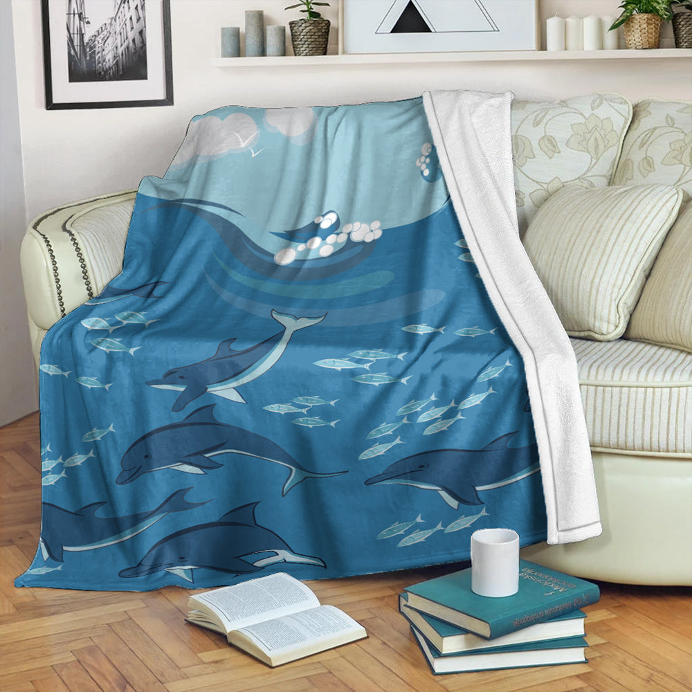 Hawaii Premium Blanket Dolphin And Sea