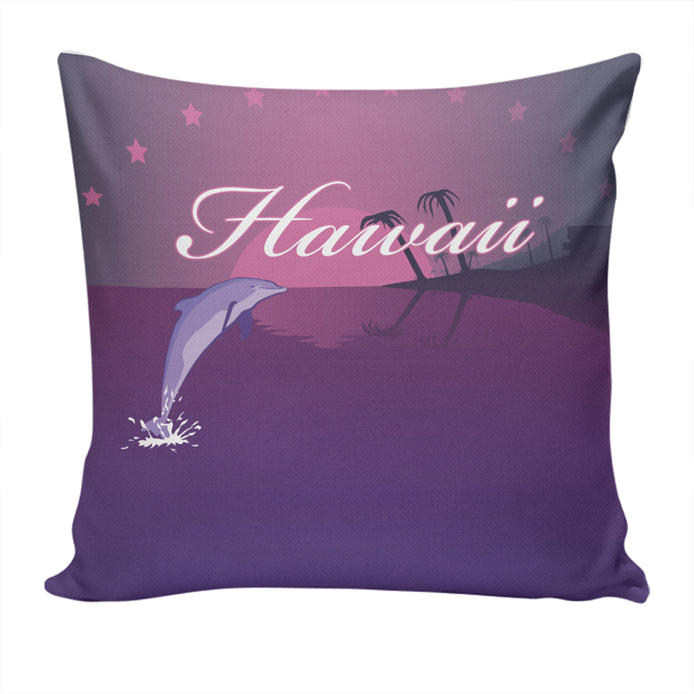 Hawaii Pillow Cover Dolphin Club Violet Sun