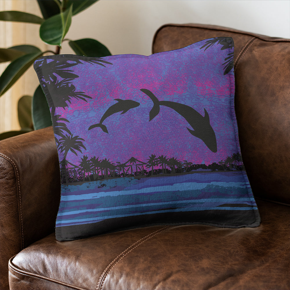 Hawaii Pillow Cover Dolphin Dance In Night
