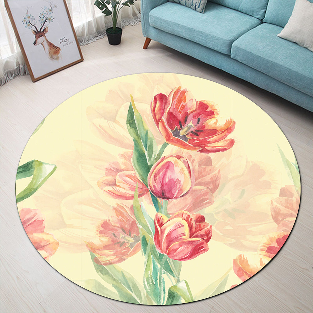 Hawaii Round Rug Flower Art