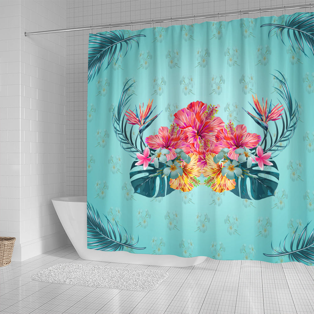 Hawaii Shower Curtain Flower Hibicus Plumeria Centre