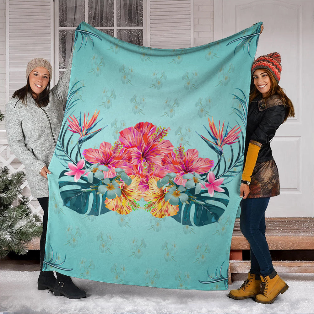 Hawaii Premium Blanket Flower Hibicus Plumeria Centre