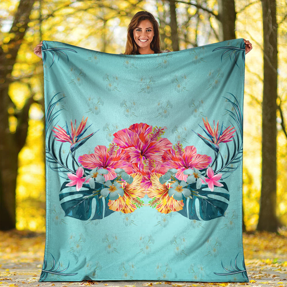 Hawaii Premium Blanket Flower Hibicus Plumeria Centre