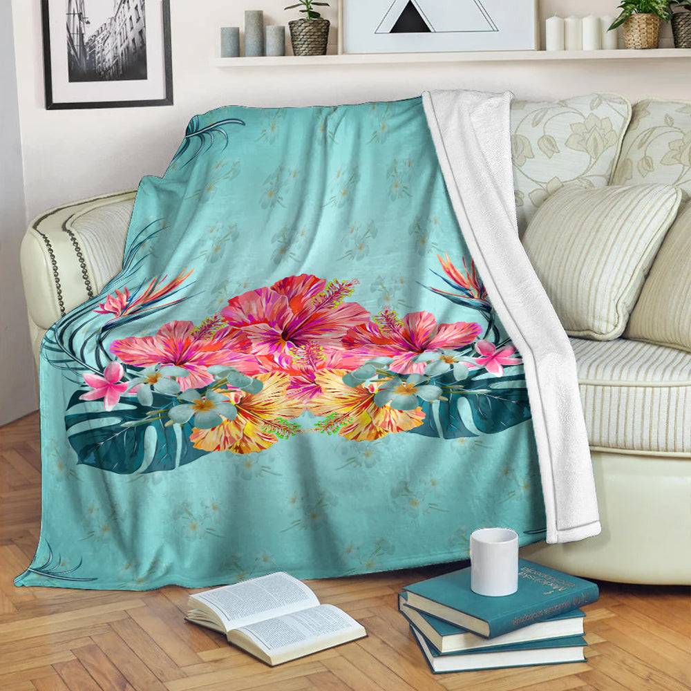 Hawaii Premium Blanket Flower Hibicus Plumeria Centre