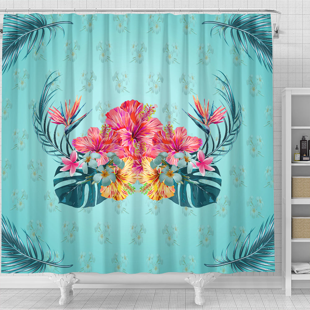 Hawaii Shower Curtain Flower Hibicus Plumeria Centre