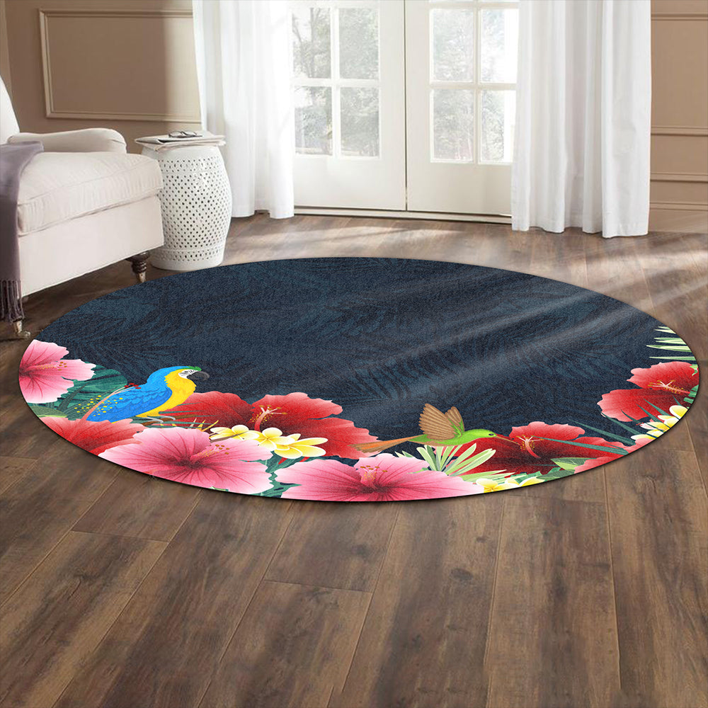 Hawaii Round Rug Forest Hibiscus
