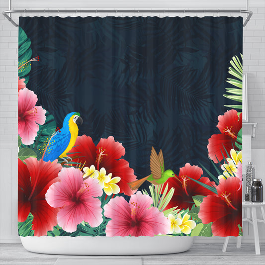 Hawaii Shower Curtain Forest Hibiscus