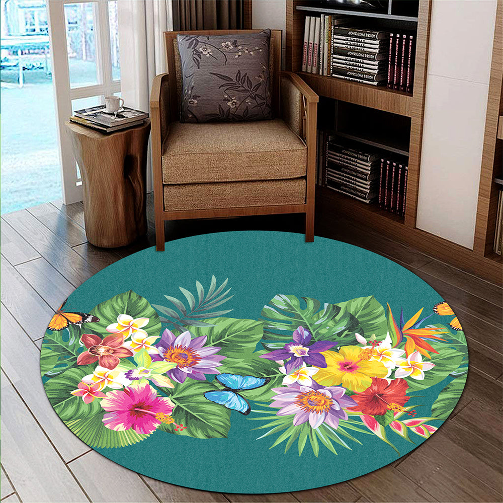 Hawaii Round Rug Garden Flower