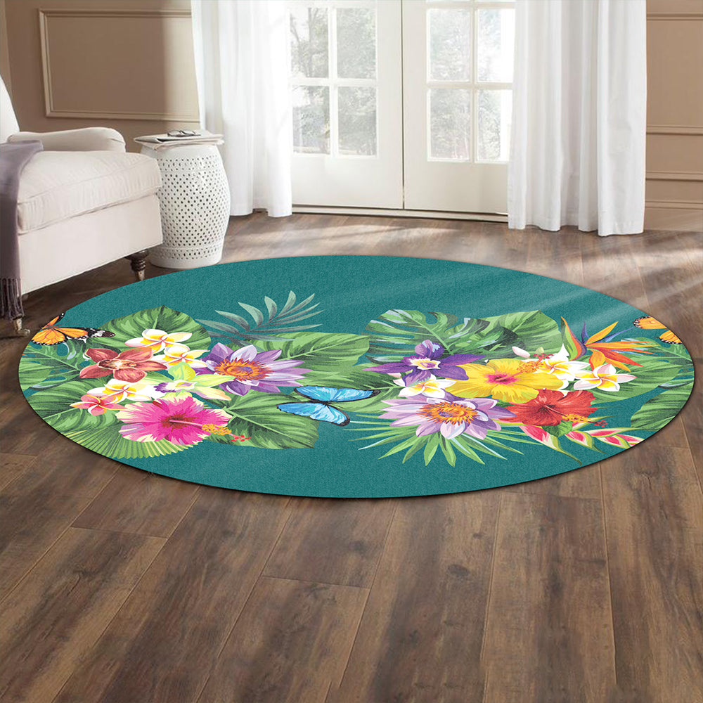 Hawaii Round Rug Garden Flower
