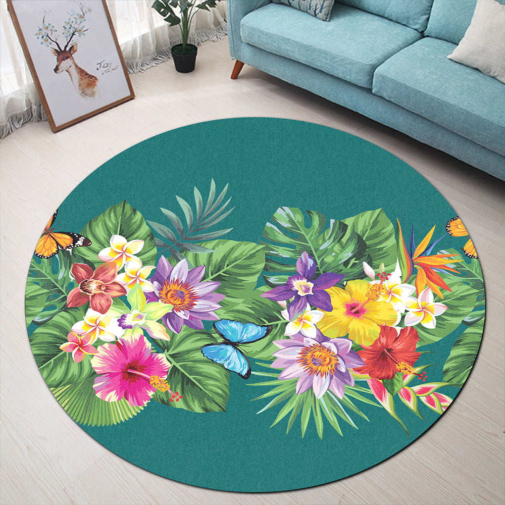 Hawaii Round Rug Garden Flower
