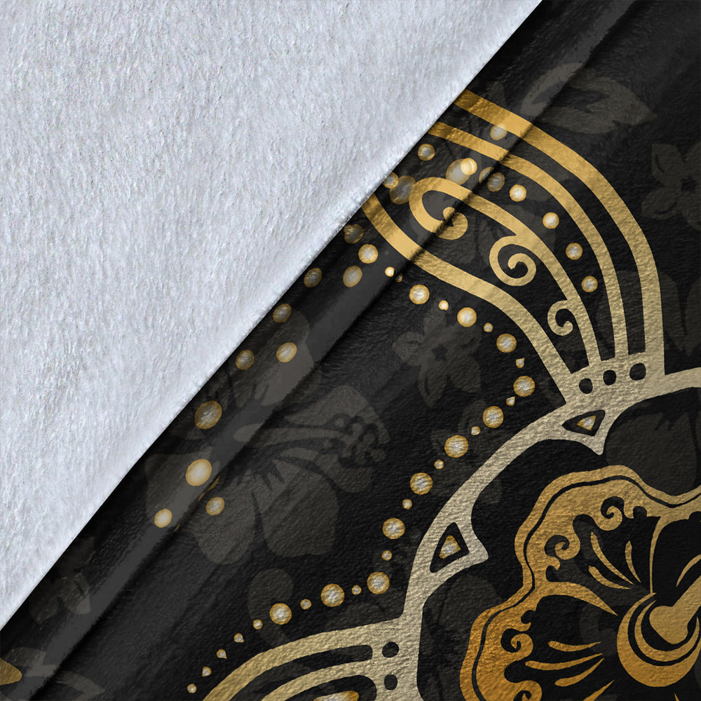 Hawaii Premium Blanket Golden Hibiscus And Turtle