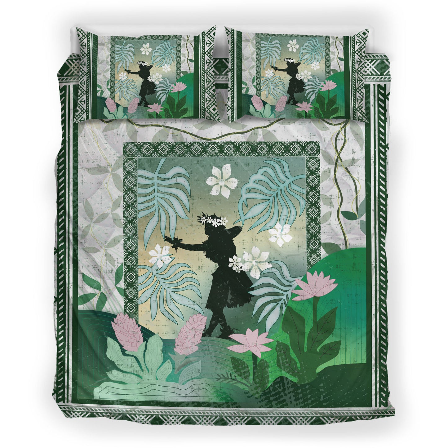 Hawaii Bedding Set Hawaii Girl Hula Dancers With Tropical Flowers