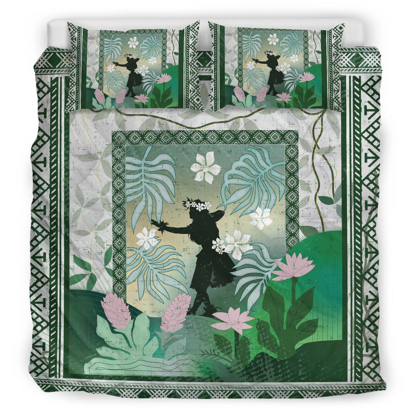 Hawaii Bedding Set Hawaii Girl Hula Dancers With Tropical Flowers