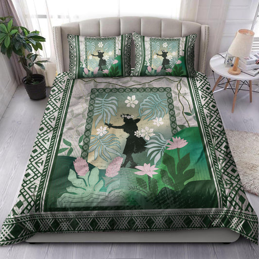 Hawaii Bedding Set Hawaii Girl Hula Dancers With Tropical Flowers