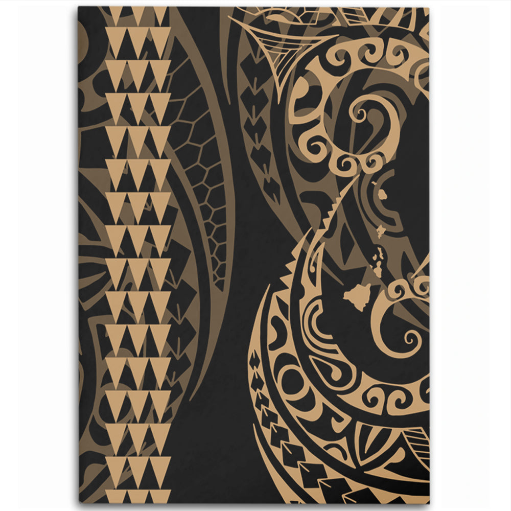 Hawaii Area Rug Hawaiian Map Kakau Style Gold