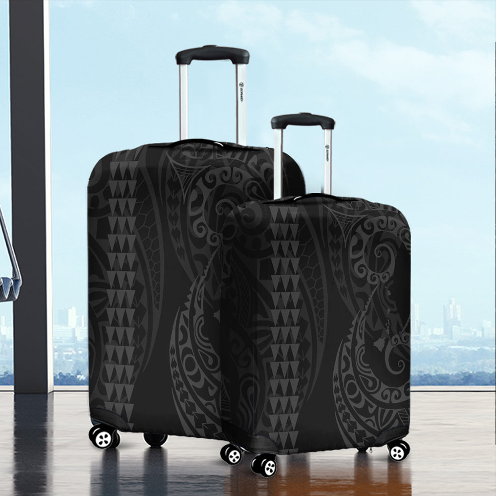 Hawaii Luggage Cover Hawaiian Map Kakau Style Gray