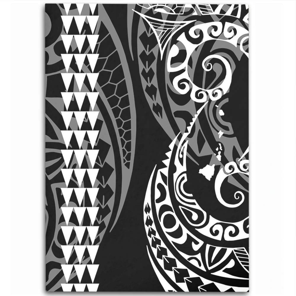 Hawaii Area Rug Hawaiian Map Kakau Style White