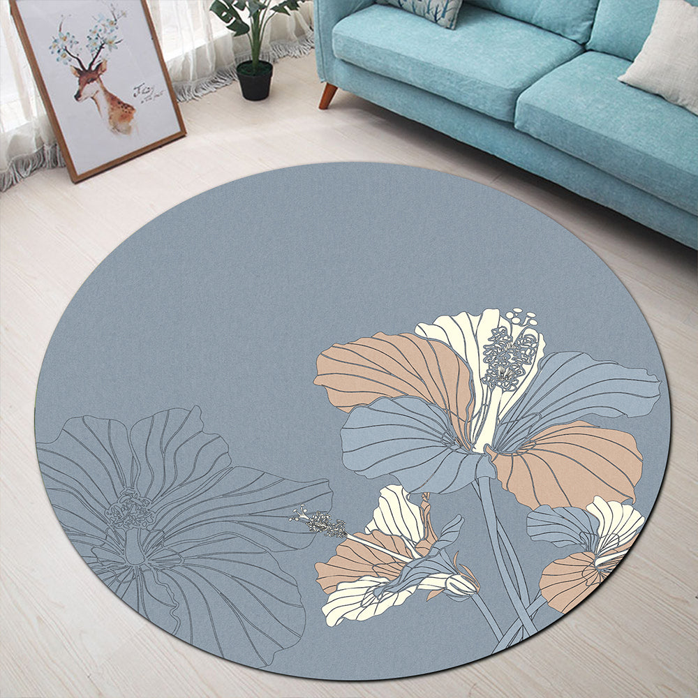 Hawaii Round Rug Hibiscus Art Tote New