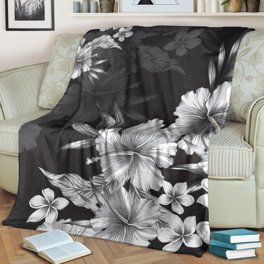 Hawaii Premium Blanket Hibiscus B&W