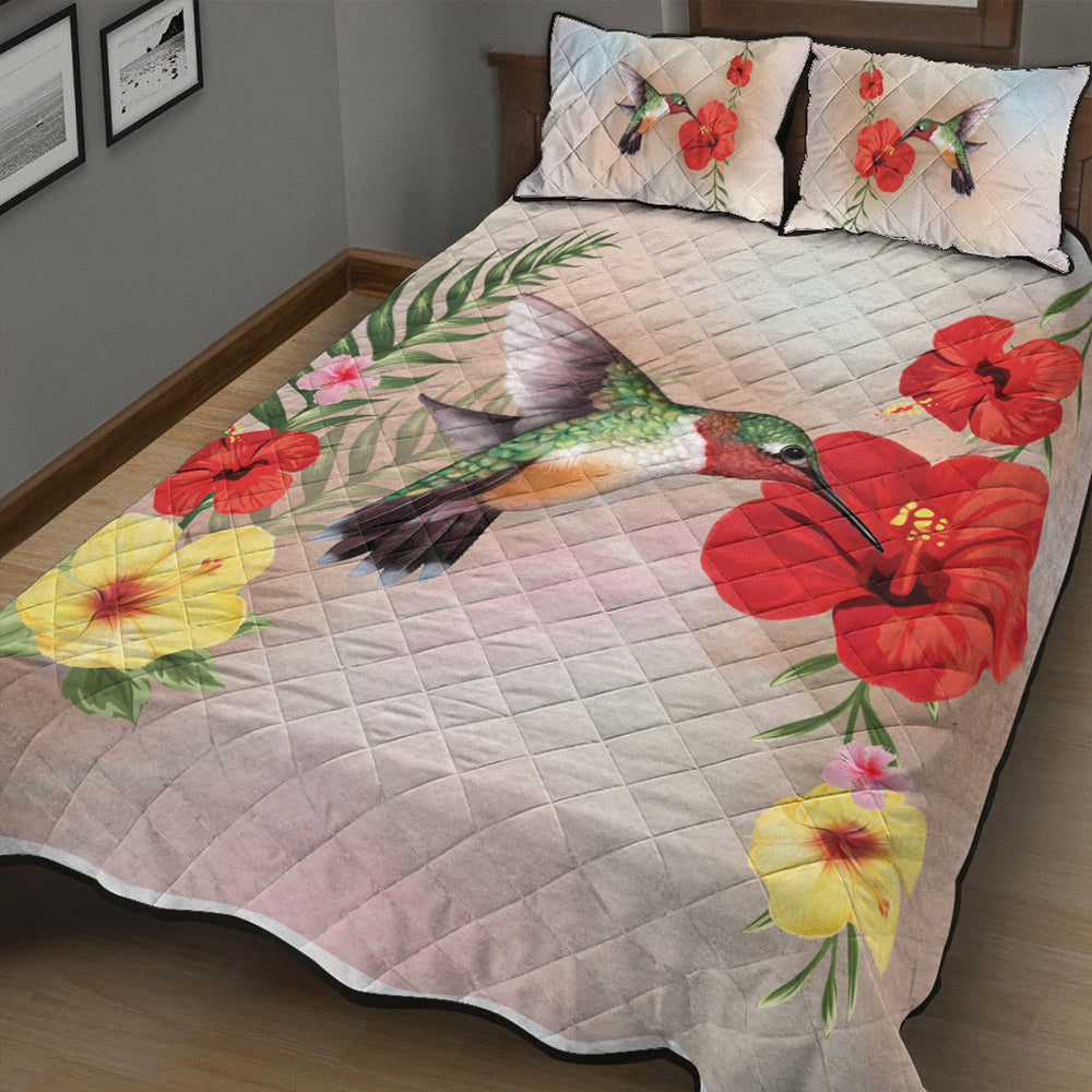 Hawaii Quilt Bed Set Hibiscus Bird