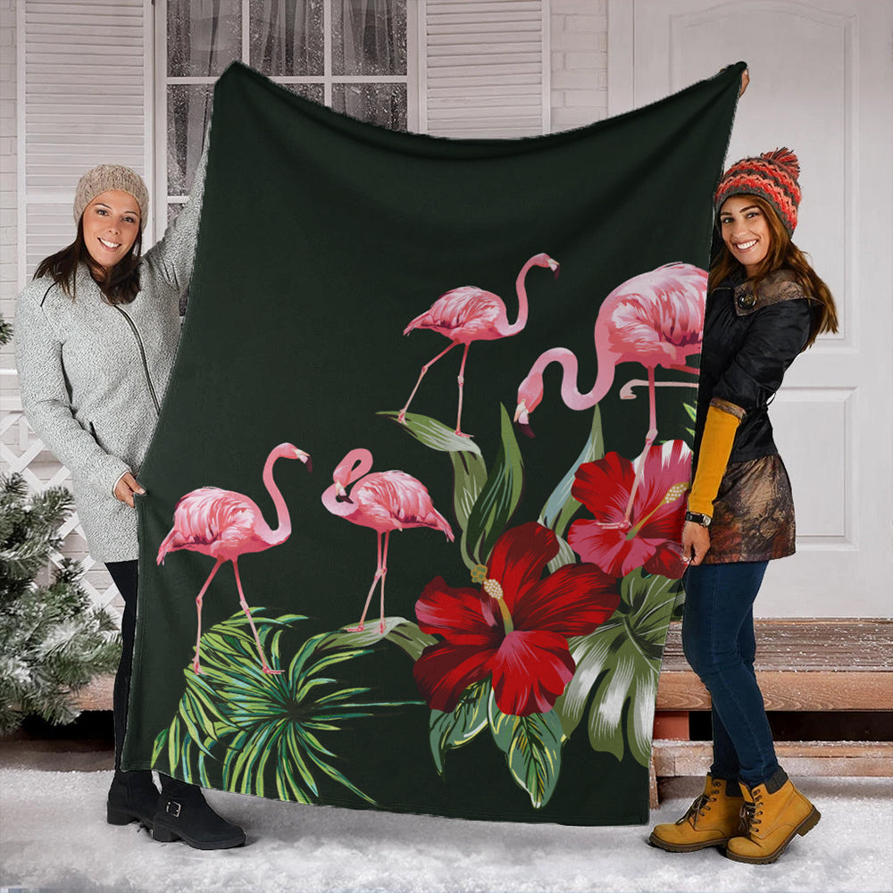 Hawaii Premium Blanket Hibiscus Flamingo