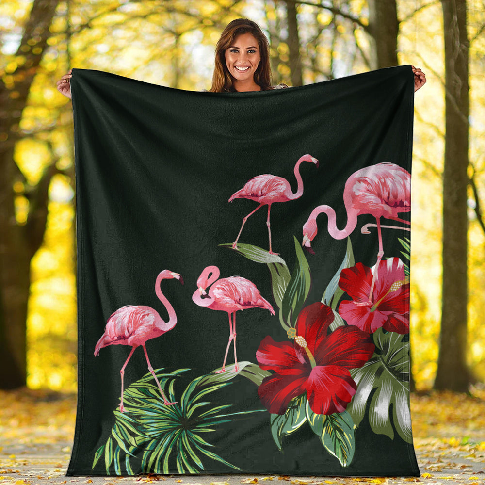 Hawaii Premium Blanket Hibiscus Flamingo