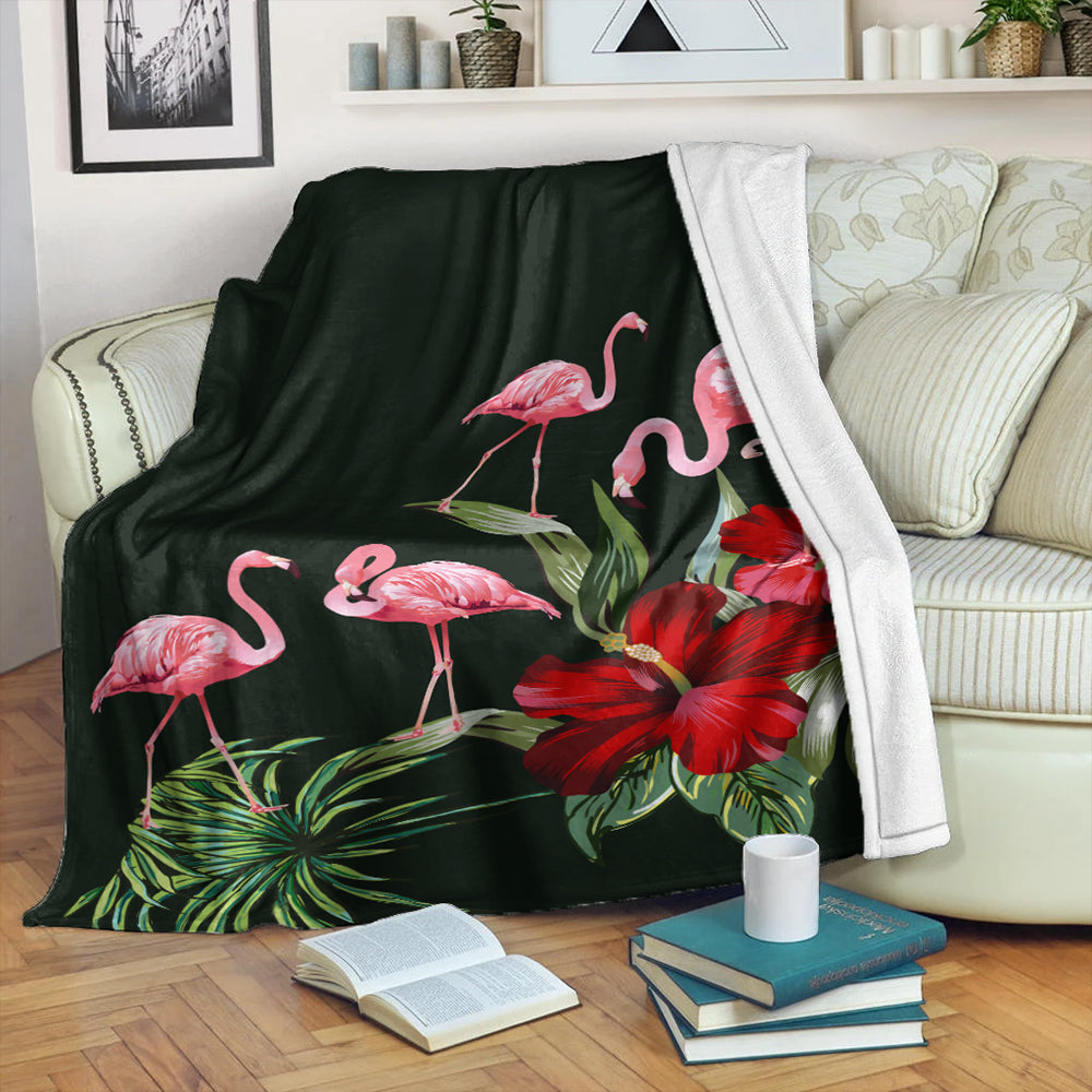 Hawaii Premium Blanket Hibiscus Flamingo