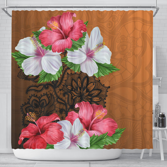 Hawaii Shower Curtain Hibiscus Flower Polynesia