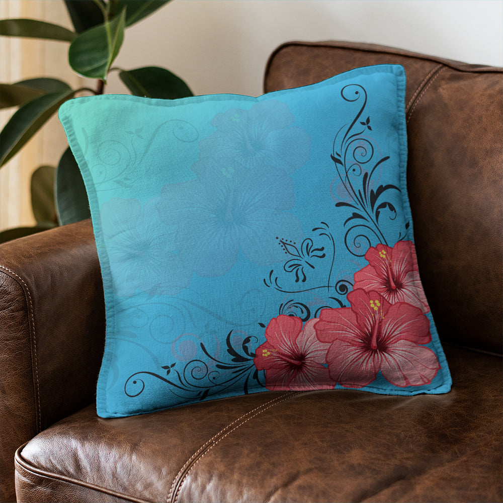 Hawaii Pillow Cover Hibiscus Flower Red