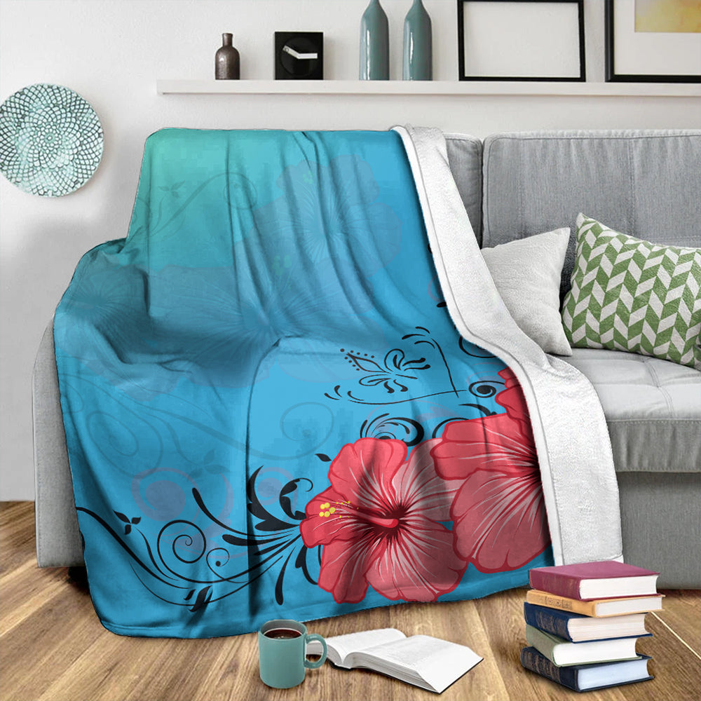 Hawaii Premium Blanket Hibiscus Flower Red
