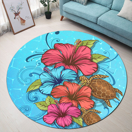 Hawaii Round Rug Hibiscus Flower Soulful