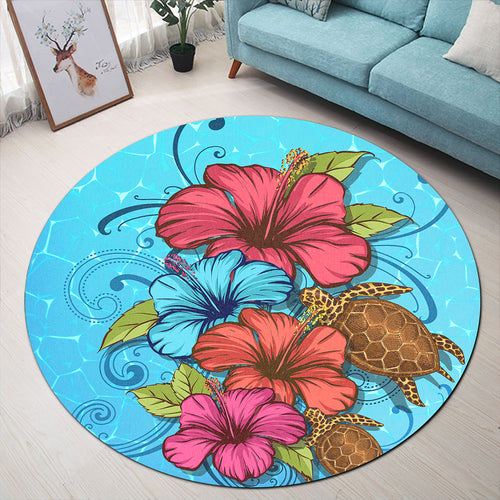Hawaii Round Rug Hibiscus Flower Soulful