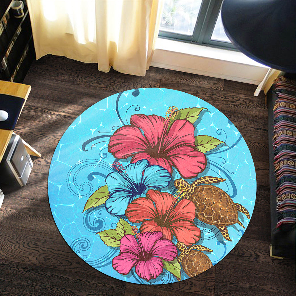 Hawaii Round Rug Hibiscus Flower Soulful