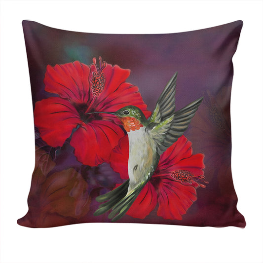 Hawaii Pillow Cover Hibiscus Hummingbird