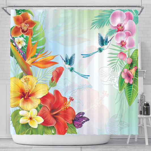 Hawaii Shower Curtain Hibiscus In Jung